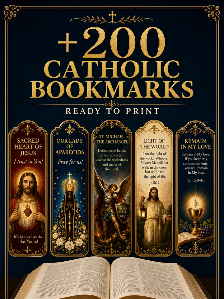 Preview of the 200 Catholic bookmarks ready to print